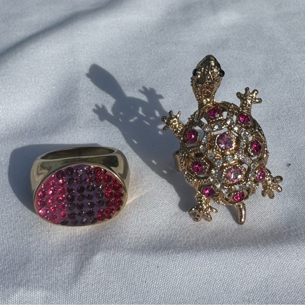 Cute Turtle Rhinestone Ring Set - Picture 5 of 6